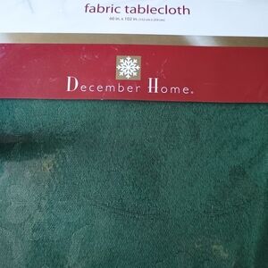December Home Fabric Tablecloth Dark Damask Green Rectangle